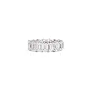 Anillo de Eternidad con Diamantes de Corte Esmeralda y Ovalados Color Fawn - Product Image 3