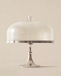 Plat à gâteau en verre et métal de luxe - Product Image 1