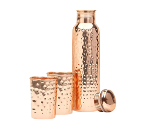 Bebedero de cobre puro martillado minimalista personalizado de 1000ML, botella de agua multiusos portátil de desintoxicación Ayurvédica clásica para la salud, regalo - Product Image 5