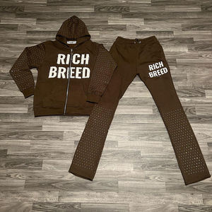 ชุดวอร์มฤดูหนาวสำหรับผู้ชายซักด้วยกรดกางเกงมีฮู้ดทำจากเทอร์รี่ระบายอากาศได้ดีกางเกงสเวตเตอร์ปักลายตัวอักษรสีล้วนล้วนล้วน - Product Image 4