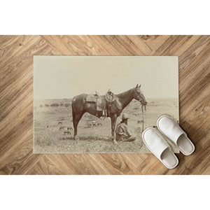 Tapis imprimé Texas Cowboy - Cadeaux personnalisés, design animal mignon, tapis moelleux à poils longs - Product Image 5