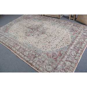Vintage Large Rug, 6.9x10 ft Turkish Rug, <b>Red</b> <b>Wool</b> Rug - Product Image 4