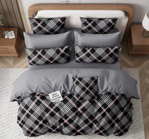 Juego de Sábanas de Lujo de 4 Piezas, Tamaño King, con 2 Fundas de Almohada, Diseño de Rayas, Microfibra de 400 Hilos, para Hotel de 5 Estrellas, Marca Sleep Royalty - Product Image 1