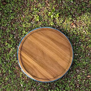 Plateau de rangement moderne de luxe en bambou sculpté extra large à un seul niveau pour la vaisselle de cuisine et de salon - Product Image 2