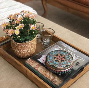 Caja de Especias Rústica de Madera de la Más Alta Calidad con Tapa de Vidrio Hexagonal, Caja de Madera con Seis Compartimentos - Product Image 2