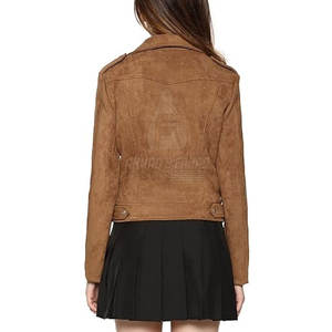 Chaqueta de Cuero de Gamuza para Mujer, Diseño Moderno Tejido, Estilo Casual Urbano para Invierno - Product Image 6