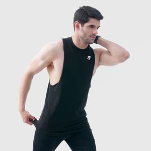 Infinity Motion Men's Gym Tank <b>Top</b> Breathable Black Sportswear with Hood XL Size Polyester Cotton Material 3D Pattern Design - Product Image 5