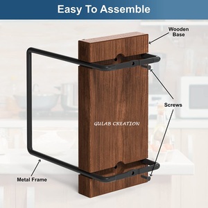 Handcrafted Wooden <b>Napkin</b> <b>Holder</b> for Table with Black Steel Wire Rustic Modern Tissue Stand for Kitchen or Dining Decor - Product Image 5