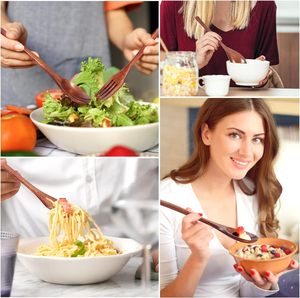 Juego de cocina de cuchara y tenedor de madera más vendido para comer y cocinar, juego de 6 uds., precio barato al por mayor de Vietnam - Product Image 4