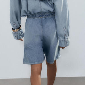 S-5XL femmes vêtements d'été nouvelle mode grande taille taille élastique coupe ample taille haute chaud Denim Shorts pas cher taux de gros - Product Image 2