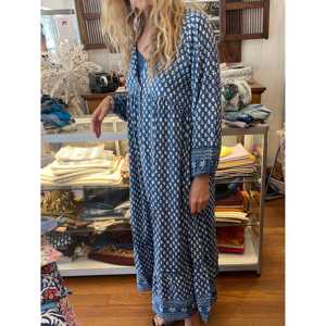 Vestido Elegante de Oficina para Mujer Antonia - Georgette Transpirable, Largo hasta la Rodilla, con Cierre, Talla Única - Ideal para Conjuntos de Verano, Color Indigo - Product Image 2