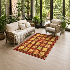 Tapis RUGS DEPOT LXDP-0554 en gros, rouge bordeaux, ethnique, kilim, imprimé numériquement, lavable en machine, chenille, antidérapant - Product Image 6