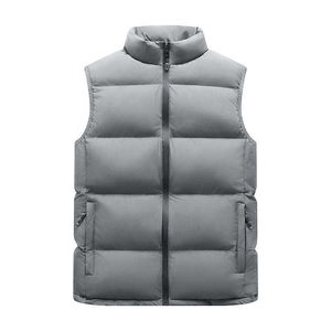Gilet en duvet personnalisé veste bouffante pour hommes col montant fermeture à glissière demi-manches logo personnalisé hiver - Product Image 3