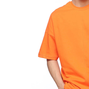 เสื้อยืดผ้าฝ้ายธรรมดาสำหรับผู้ชายเสื้อยืดผ้าเจอร์ซีย์ผ้าเรียบง่ายแนวสตรีทเฮฟวี่เวตโลโก้ตามสั่ง - Product Image 6