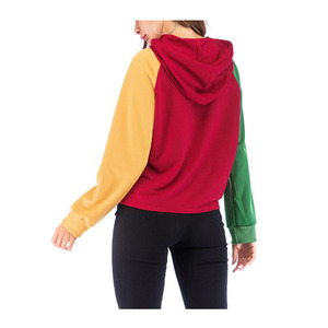 Sweat-shirt à capuche color block pour femme, manches longues, tricoté, décontracté, pour l'automne, 100% coton, respirant, coupe classique - Product Image 2