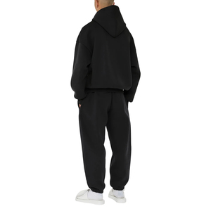 Survêtement tricoté pour hommes avec capuche tissu respirant OEM survêtement de jogging deux pièces personnalisé d'usine tenue de sport décontractée - Product Image 5