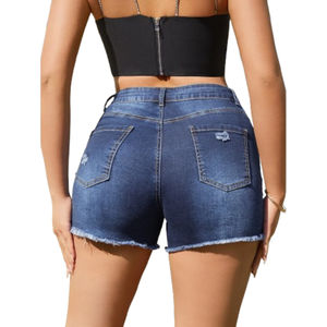 กางเกงยีนส์ขาสั้นผู้หญิงแบบไม่ยืด รุ่นคัสตอม ปี 2025 สไตล์ขาดๆ แบบลำลองสำหรับฤดูร้อน พร้อมลายปัก ผ้าฝ้าย 100% คุณภาพสูง - Product Image 2