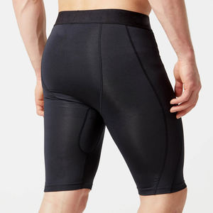 Short d'entraînement personnalisé pour hommes, short de fitness à dentelle à haute élasticité et respirant, à séchage rapide et à compression, taille moyenne, motif solide - Product Image 4