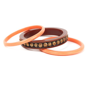 Bracelets joncs tendance faits main en résine acrylique, design cercle, unisexe, avec perles en laiton orange, bijoux de mode pour femme - Product Image 1