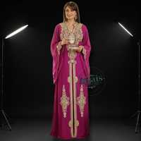 Vente en gros AWAIS HOUSE Kaftan de mariage musulman traditionnel léger fait main orné de paillettes et de perles, grande taille, en Georgette, col montant, longueur au sol