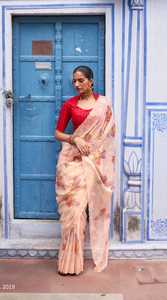 Seda de tejido suave de último diseñador con hilo de bordar Secuencia DE TRABAJO Impresión digital Saree - Product Image 4