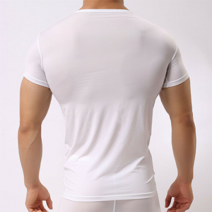 T-shirt mince et doux pour hommes Musculation Gym Top Slim Fitness Sports T-shirt court serré avec commande en gros - Product Image 5