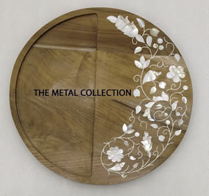 Plateau de service Design tendance pour la maison Accessoires de cuisine et d'hôtel Plateaux créatifs Plateaux de rangement en bois de forme ronde de couleur marron - Product Image 5