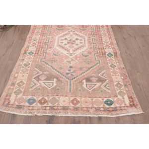 Tapis turc vintage rouge et bleu en laine orientale 4,8x7 pieds, design patchwork écologique avec envers en latex - Product Image 2