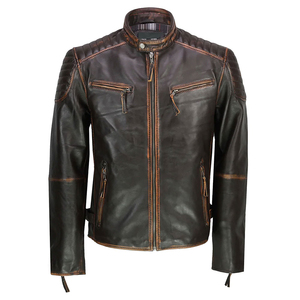 Wholesale Rub Off Real Leather <b>Biker</b> <b>Jacket</b> for man <b>Biker</b> Brown Quilted Distressed Leather <b>Jacket</b> Men's <b>Jackets</b> Custom logo Oem - Product Image 1