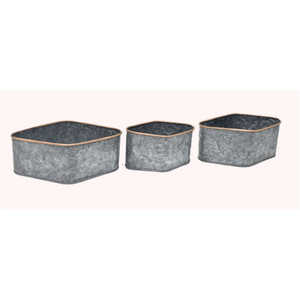 High Quality Galvanized Metal Planter Set 3-Pack-Rustic Farmhouse & Modern Garden Tubs 20-inch Copper Rim Accent - Product Image 1