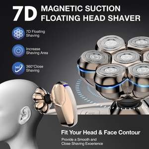 Kit de rasoir électrique rechargeable pour hommes chauves, tondeuse à cheveux humide/sèche, lame rotative, tondeuse à nez étanche IPX7, alimentation USB - Product Image 5
