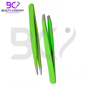 Color verde de acero inoxidable Highland calidad OEM servicio mejor proveedor totalmente personalizado hecho nuevas pinzas para cejas - Product Image 5