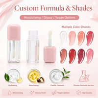 Gloss à lèvres de luxe à paroi épaisse, marque privée, logo personnalisé, applicateur jumbo, huile à lèvres hydratante végane, fabricant de maquillage OEM