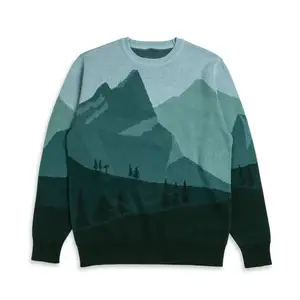 Jersey de cuello alto de punto de moda de invierno para hombre de diseñador, suéteres de cuello redondo transpirables personalizados, Material de lana transpirable - Product Image 1