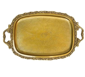 Ensemble de plateau de service en laiton Fabriqué à la main en laiton Antique Shade articles de service avec poignée pour la décoration intérieure plateaux de noël - Product Image 4