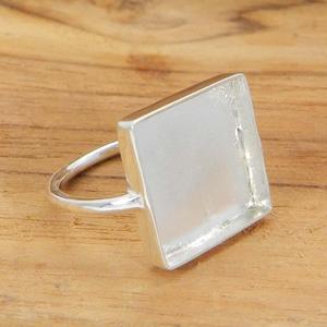 925 Sterling Silver Square Mounting Bezel Cup Best Quality DIY Collet <b>Ring</b> Jewelry Components Good Price for Exportation - Product Image 5