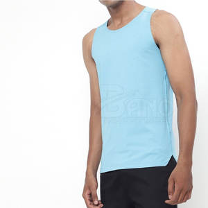 Débardeur de sport personnalisé pour homme avec logo, en coton respirant et fibre de bambou, col rond, motif uni, haut de gamme, décontracté - Product Image 2