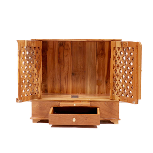 Luxury Wooden <b>Mandir</b> for Home Handmade Solid Wood Pooja Temple Indian Prayer Cabinet With Natural Polish Living Room KA831 - Product Image 1