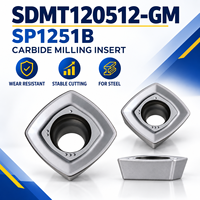 Plaquettes de fraisage carrées en carbure résistantes à l'usure avec revêtement PVD SDMT120512-GM SP1251B pour fraisage frontal CNC de l'acier HRC30-HRC45