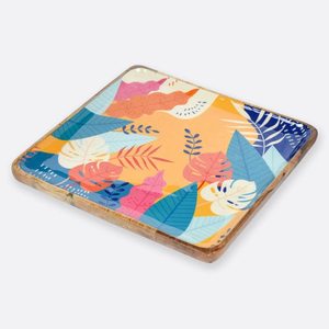 Plateau de service en bois imprimé feuilles multicolores pour hôtels, restaurants et maison Plateau décoratif fait à la main pour la restauration - Product Image 4