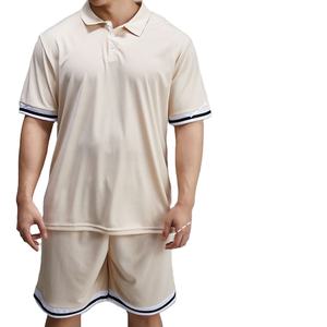 Ensemble T-shirt polo et short tendance pour homme, 200 GSM, coton et polyester, tenue décontractée d'été, streetwear, mode personnalisée - Product Image 2