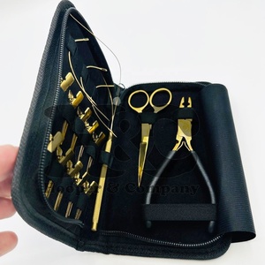 New Arrivals Hair Extension <b>Tools</b> Kit Loop Hook Hair Extension Kit Clips Box <b>Threads</b> Shape Needles Stainless Steel Plier logo - Product Image 6