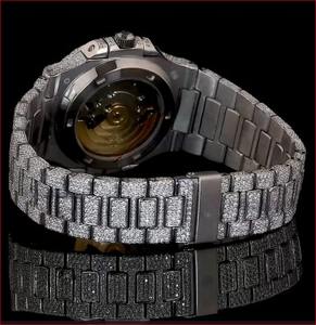 Montre pour homme de luxe avec cadran brun clair, boîtier carré, mouvement automatique, diamants MoissaGrown VVS, style décontracté, acier inoxydable - Product Image 3
