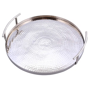Plateau de service en métal plaqué argent le plus vendu pour le mariage, plateau en métal décoratif de finition de miroir pour la vanité et la table basse - Product Image 1