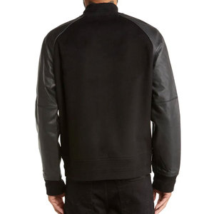 <b>Men's</b> Casual Streetwear Fleece <b>Varsity</b> <b>Jacket</b> for <b>man</b> with PU Leather Sleeves Stand Collar Winter Style <b>Bomber</b> <b>JACKET</b> - Product Image 2