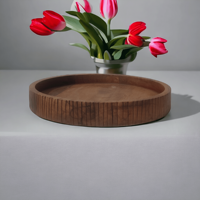Plateau de service de luxe artisanal en bois de manguier antique, petit, de qualité alimentaire, avec porte-bougie chauffe-plat, pour décoration intérieure, mariage, Noël