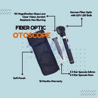 Top Selling Manual Fiber Optic LED Pocket Size ENT Diagnostic Otoscope 4X Magnifying Glass Lens Ear Examination System CE