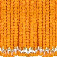 Guirlande de fleurs de souci artificielles avec pompons pour mariage, Diwali, anniversaire, événement, festival, Pooja, Mandap, décoration de scène, Art déco fait main