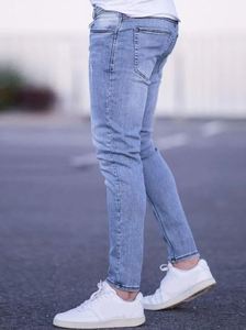 กางเกงยีนส์ดีไซน์ใหม่สำหรับผู้ชาย ระบายอากาศได้ดี ล้างสีอ่อน ทรงสลิมตรง สไตล์ลำลอง - Product Image 3