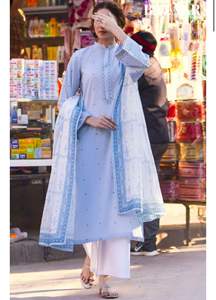 Nuevo diseño paquistaní Salwar Kameez vestidos de césped para mujeres bordado personalizado Shalwar Kameez vestido de ropa informal - Product Image 3